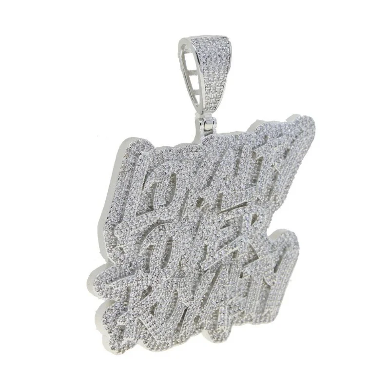New Fashion Royal Letter Pendant Necklace Hip Hop Sparkling Cube Zirconia Men\'s Party Jewelry