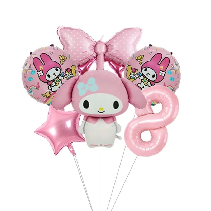 Anime Kawaii My Melody Themen-Folienballons-Set Latexballons Kindergeburtstagsparty-Dekoration Babyparty Zahlenballon Globos – Detail 9