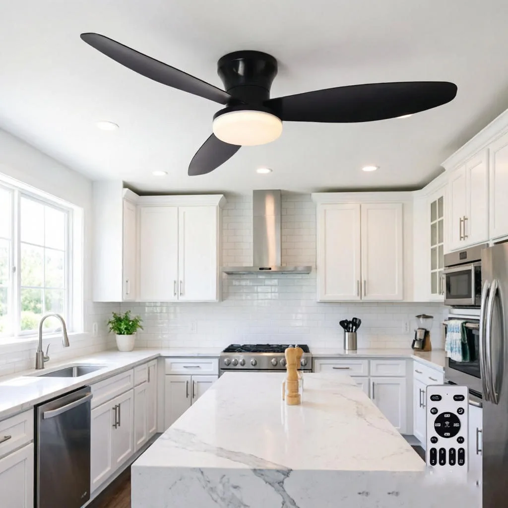 Ceiling Fan with Light 3 Colors, 6 Speeds, Timing, Ceiling Fan with Remote Control 3 Blades for Kitchen Bedroom Dining Room