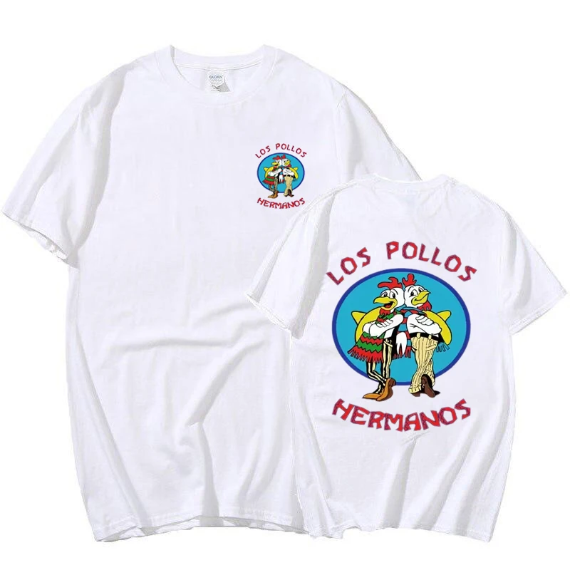 TV Series Breaking Bad Los Pollos Hermanos Double Sided Print T Shirts Funny Chicken Brothers Men's Women's T-shirt Streetwear