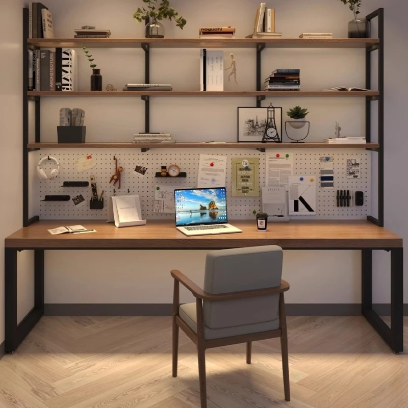 

Hole board desk bookshelf integrated table bedroom study table student home solid wood computer desk desk