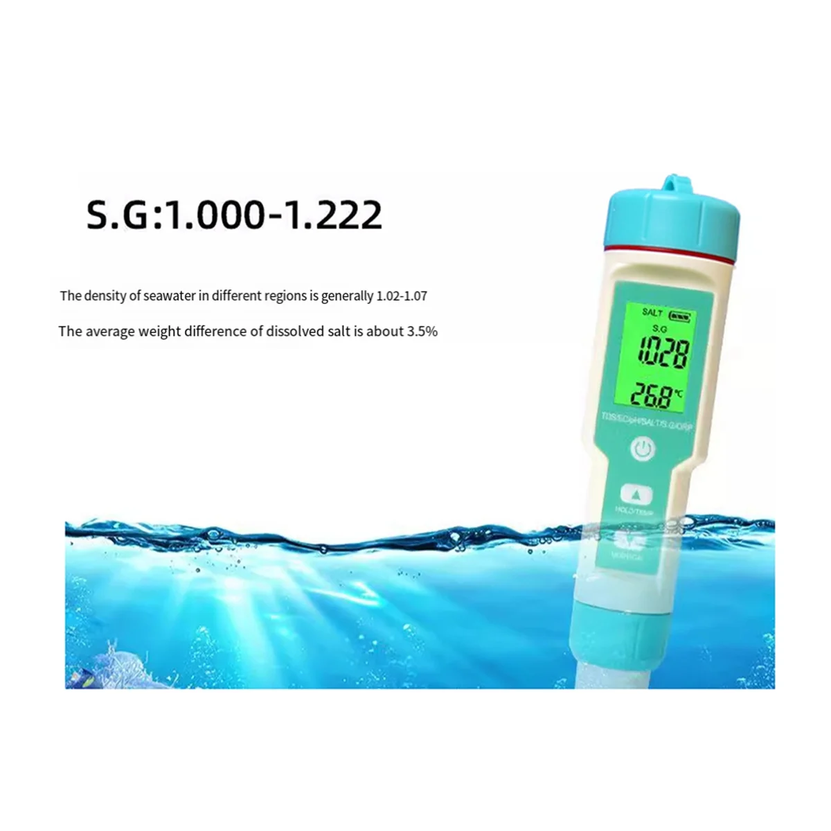 SEMOIC 7 in 1 Water Quality Tester PH/TDS/EC/ORP/Salinity/S. G/TEMP High Accuracy Water Quality Test Pen IP67 Digital PH Meter