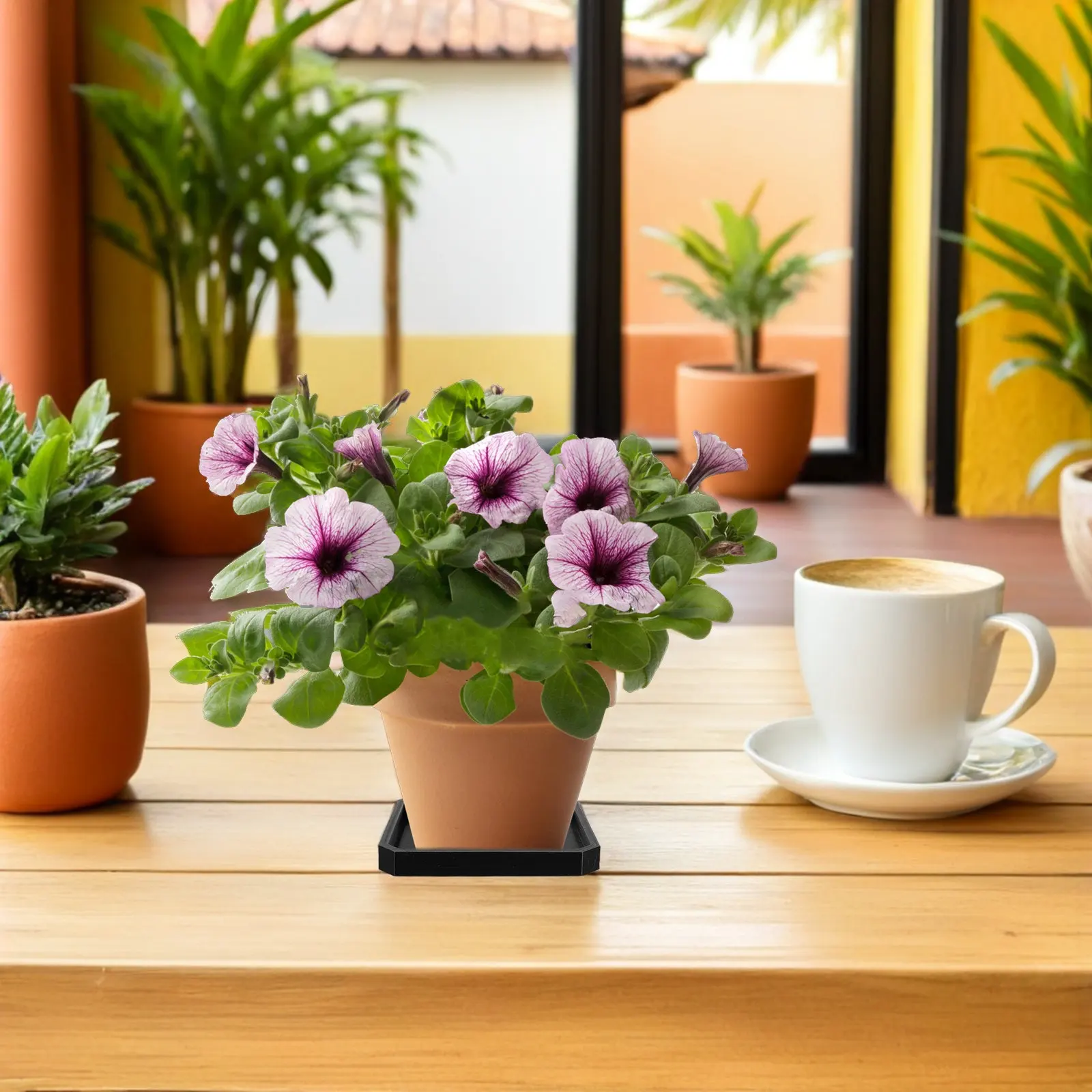 Acoustic Panel Plant Pot Saucer 2 Pack No Drill Wall Mount Removable Square Planter Shelf Home Office Decor