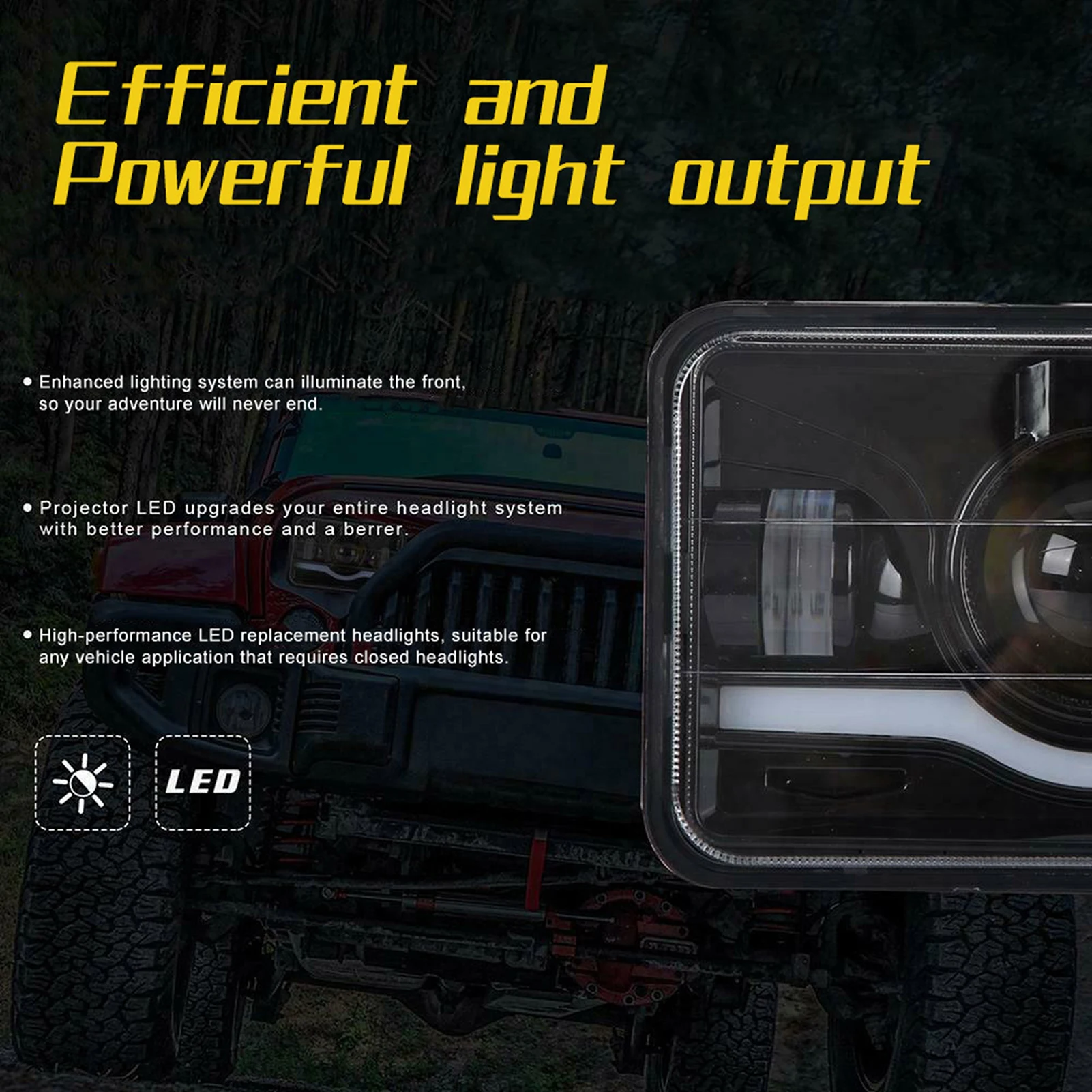 4 Stuks 4X6In Hi/Lo Beam Led Koplampen Waterdicht Ip68 Heldere Koplampen Voor Chevy C10 C20 C30 Camaro Ei C5500-Kodiak