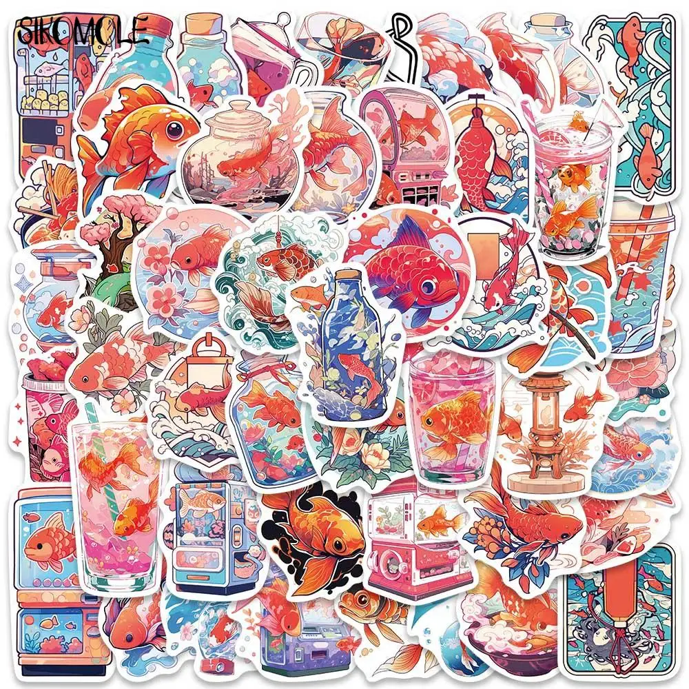 10/30/56PCS Cartoon Mallow Goldfish Mini Stickers Kawaii For DIY Travel Luggage Guitar Fridge Laptop Graffiti Sticker Kids Decal