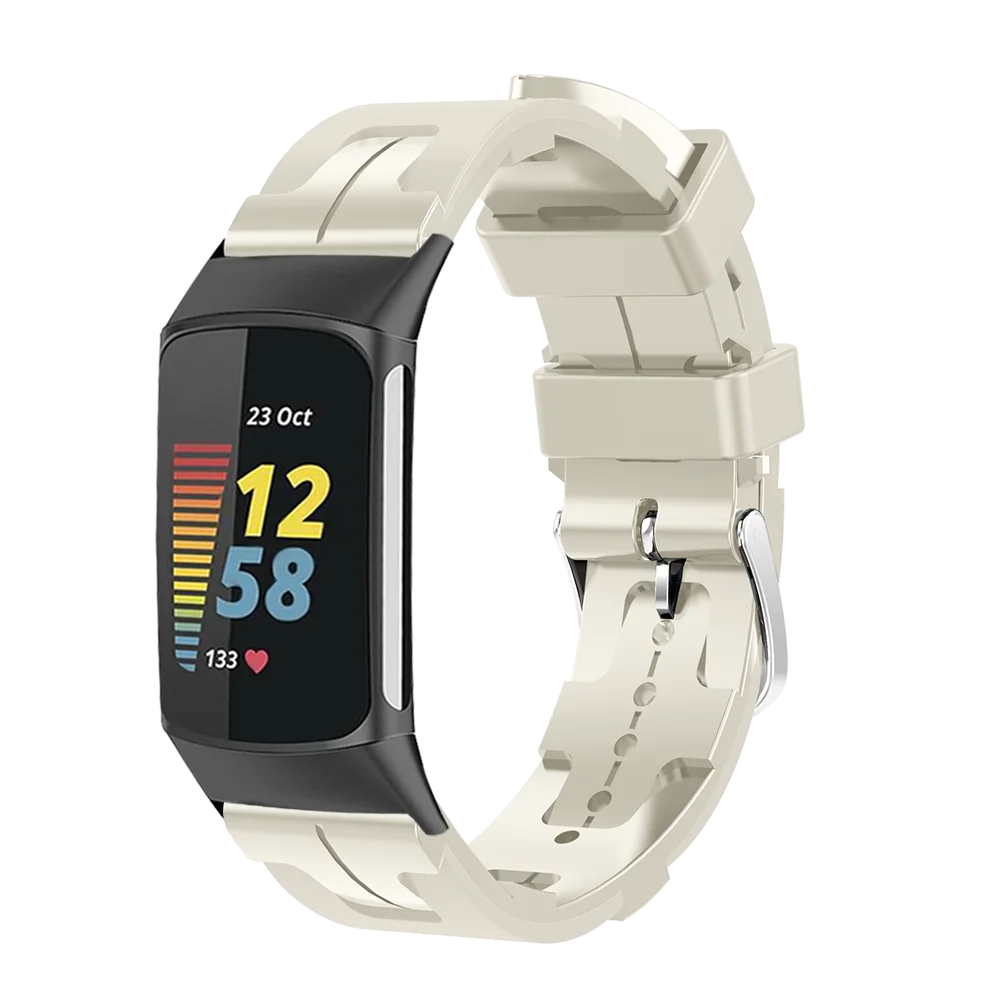 For Fitbit Charge3 Charge4 Charge5 Woven Pattern Silicone Watch Strap Quick Release Soft Lightweight Smart Watch Band Man Woman