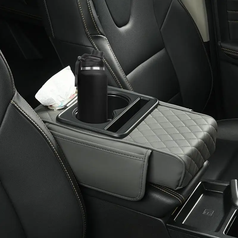 Center Console Pad Waterproof Car Armrest Protective Cover With Cup Holder Multifunctional Cover Cushion With Tissue Box