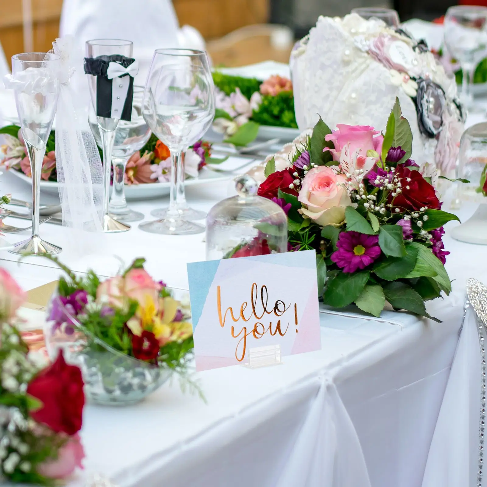 50 Pcs Sign Stand Adhesive Panel Holders Name Tag Receipt Support Guard Pvc Ticket Mini Table Number