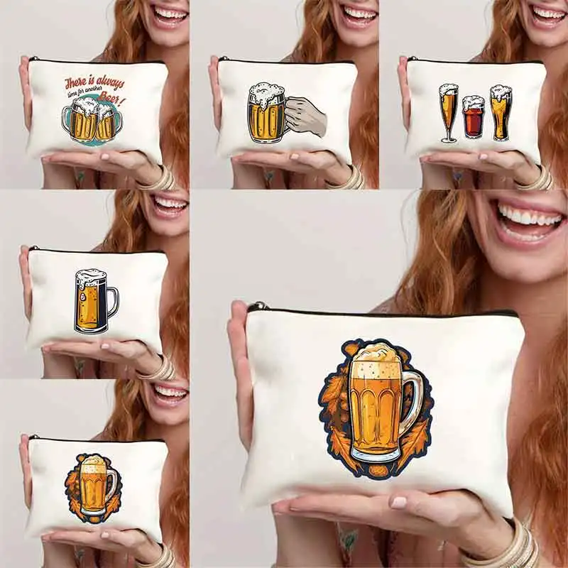 Dark beer pattern Print Personalized Supplies Storage Bags Travel Wash Pouch Makeup Bag Gifts Stationery Pencil Case