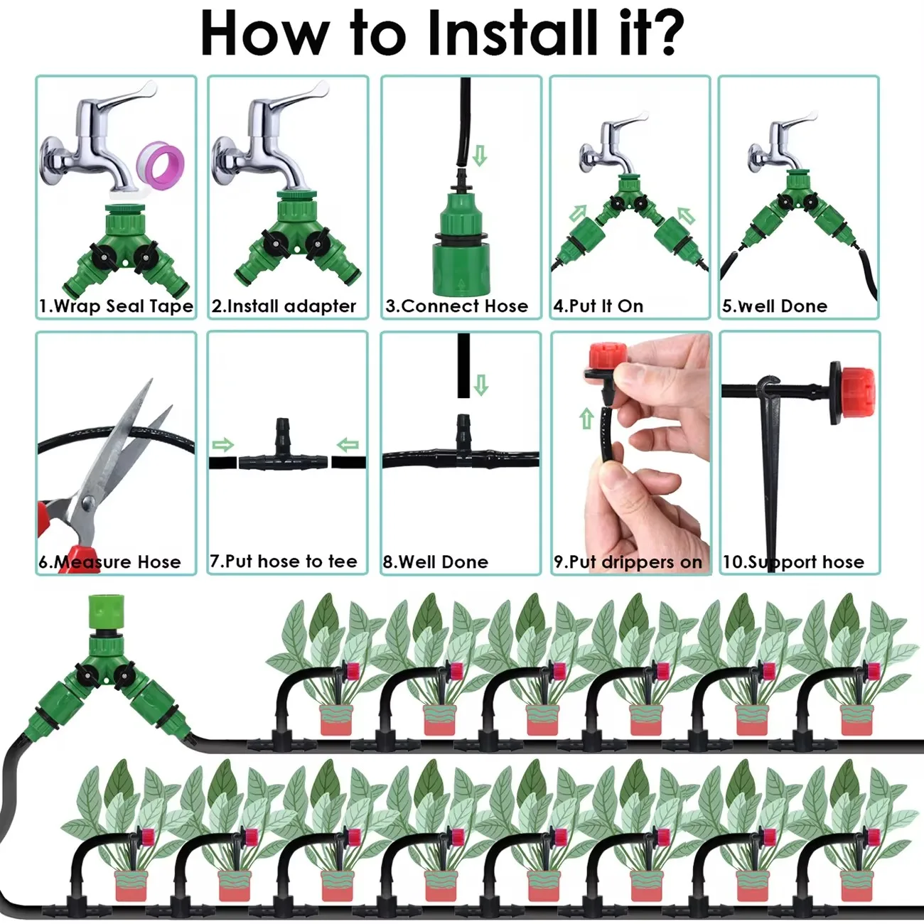 KESLA Micro Drip Irrigation System Portable 20M Automatic Watering with Adjustable Drippers Misting Watering Kits Garden Hose