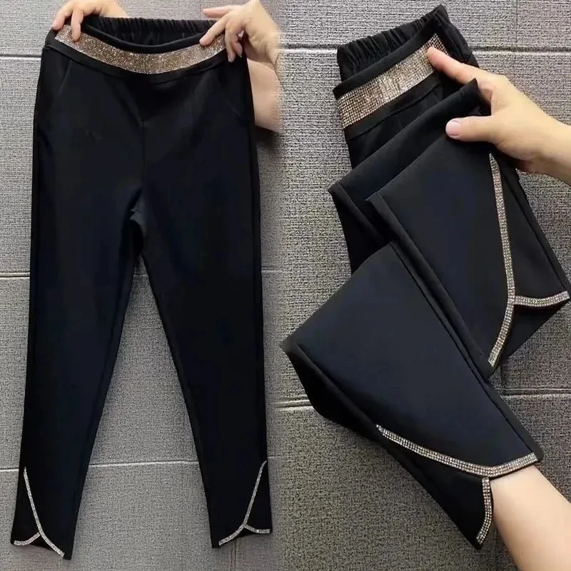 

Модные женские брюки-чинос с высокой талией, эластичные, облегающие, черные, для лета и осени 2026, повседневные, в деловом стиле