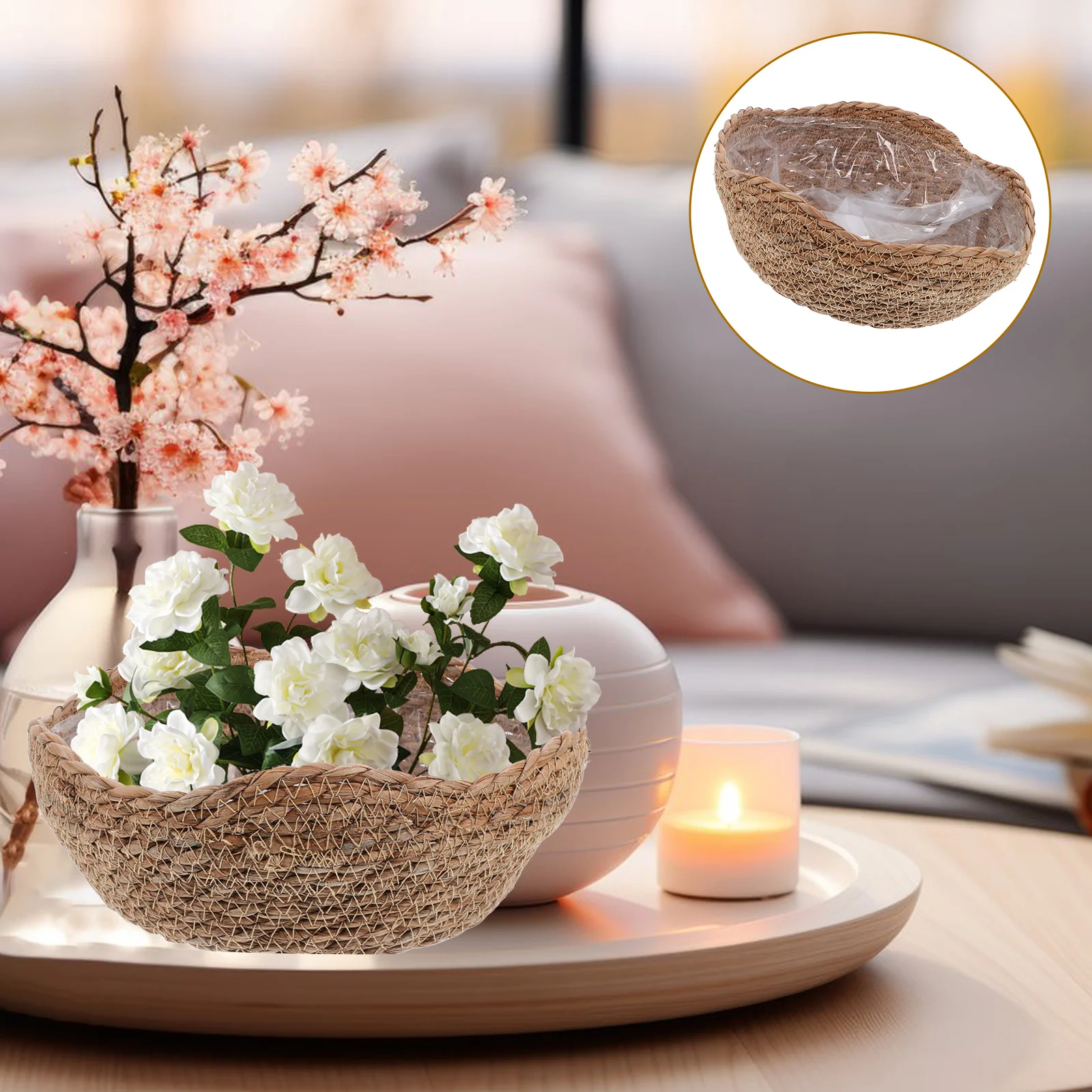 

Seagrass Plant Pot Straw Flower Woven Basket Planters for Indoor Plants Arrangement