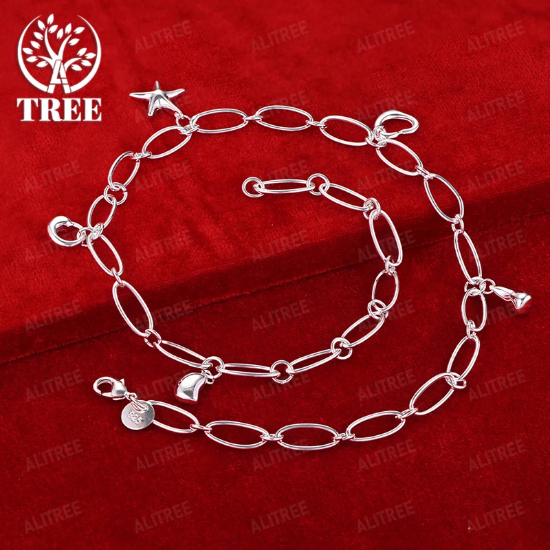 

Fine 925 Sterling Silver Heart-Shaped/Starfish/Water Droplet Pendant Necklace For Lady Cute Jewelry Engagement Party Gift