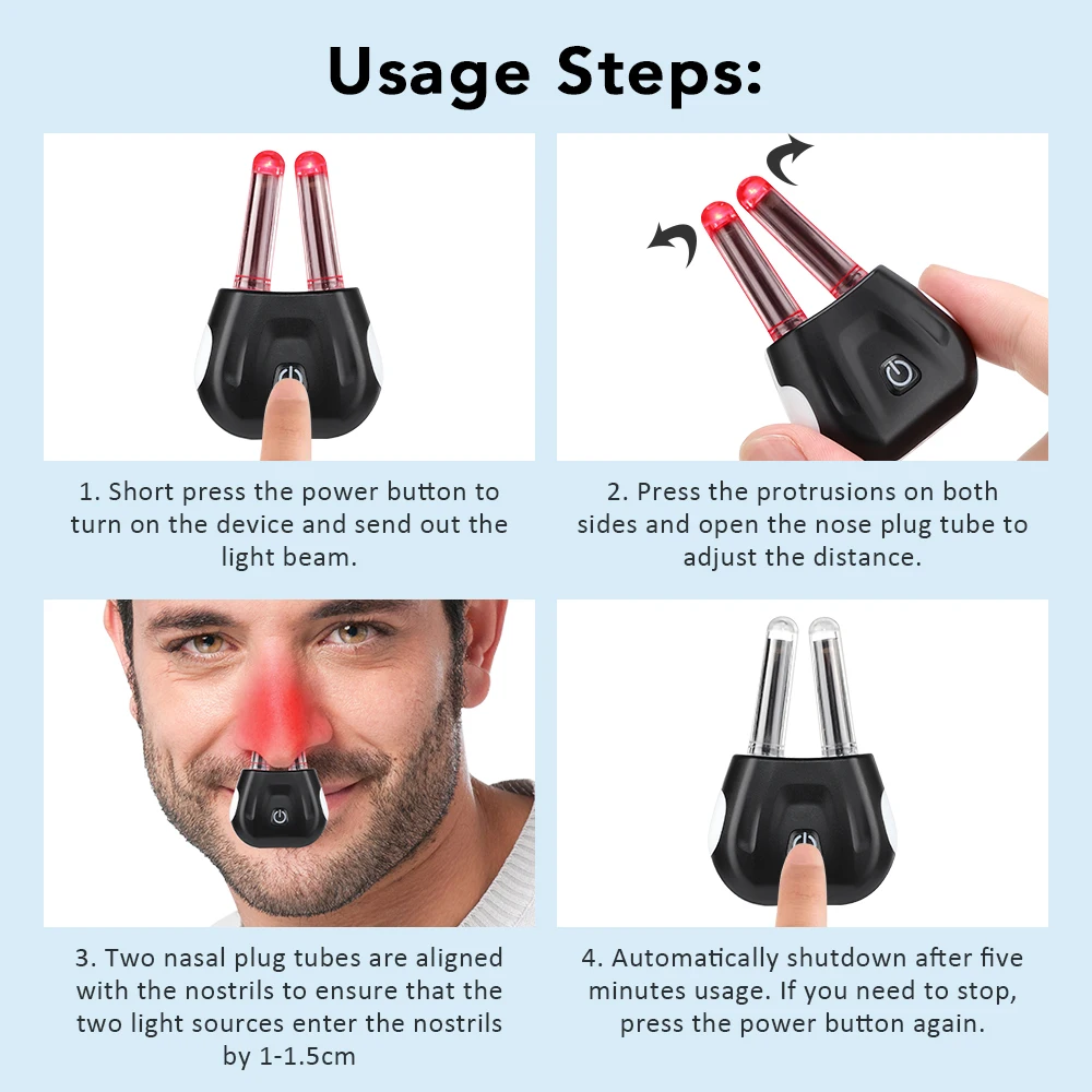 Smart Nasal Phototherapy Device Dual UV Sanitizing Base Portable Red Light Infrared Rhinitis Machine for Chronic Itchy Runny view 6