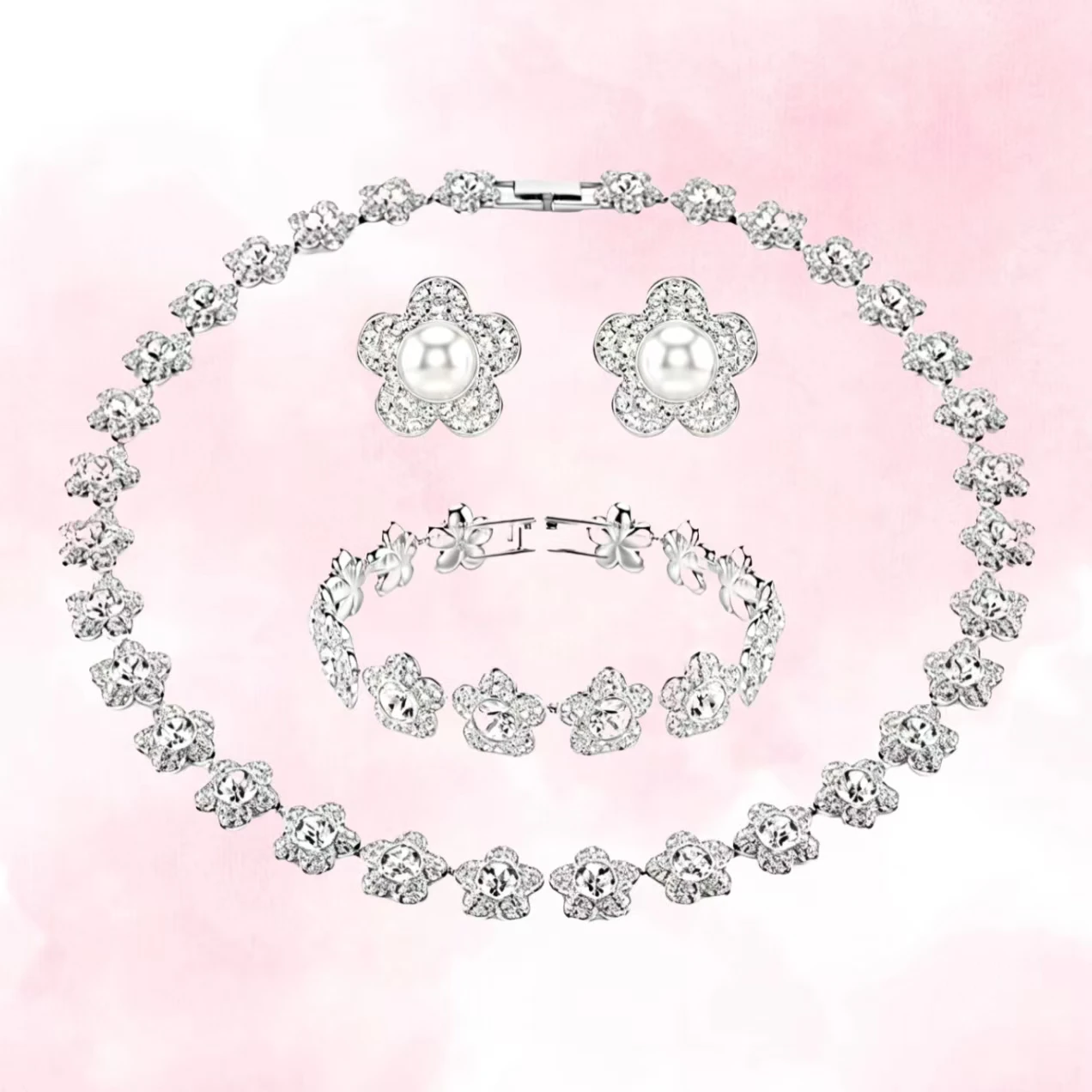 

High-quality classic floral necklace crystal necklace set, suitable for daily wear, made of S925 silver, fresh and elegant
