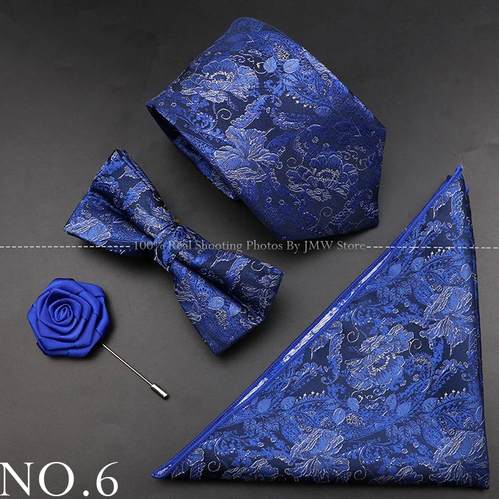 Neue Rose Blumen Männer Krawatte Set Polyester Jacquard gewebte Krawatte Fliege Anzug Vintage rot rosa für Bräutigam Business Hochzeits feier Geschenk – Detail 6
