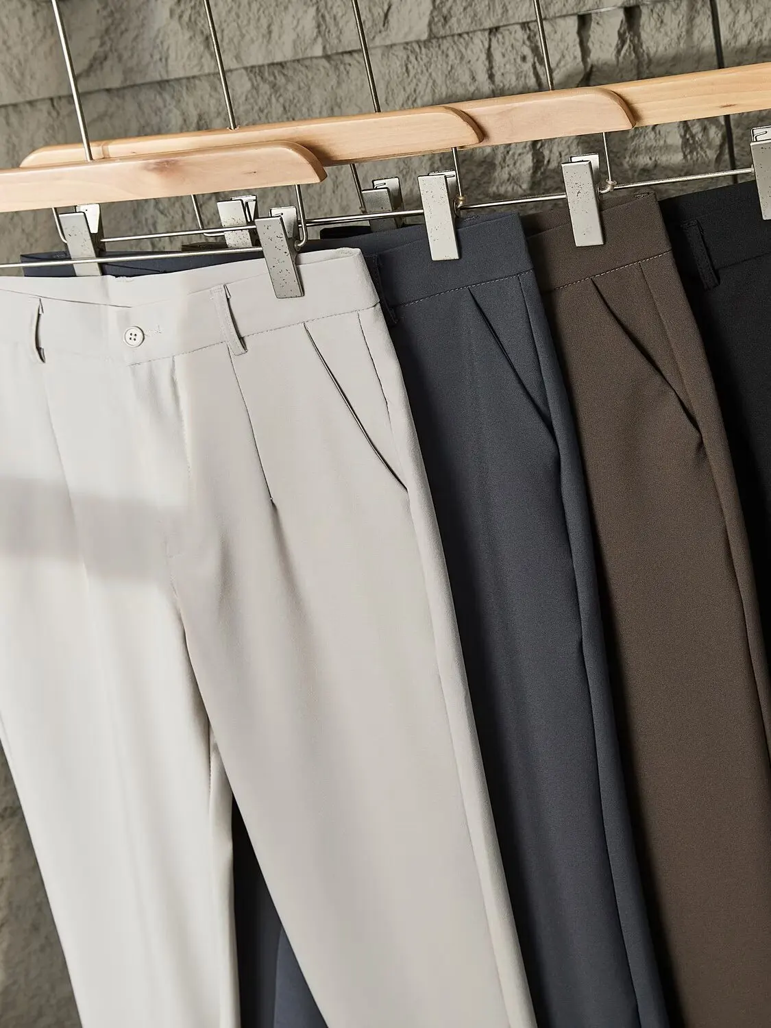 

Straight Leg Men's Pants Draped Busin Casual Long Trousers Versatile Spring Autumn Lightweight Premium Feel