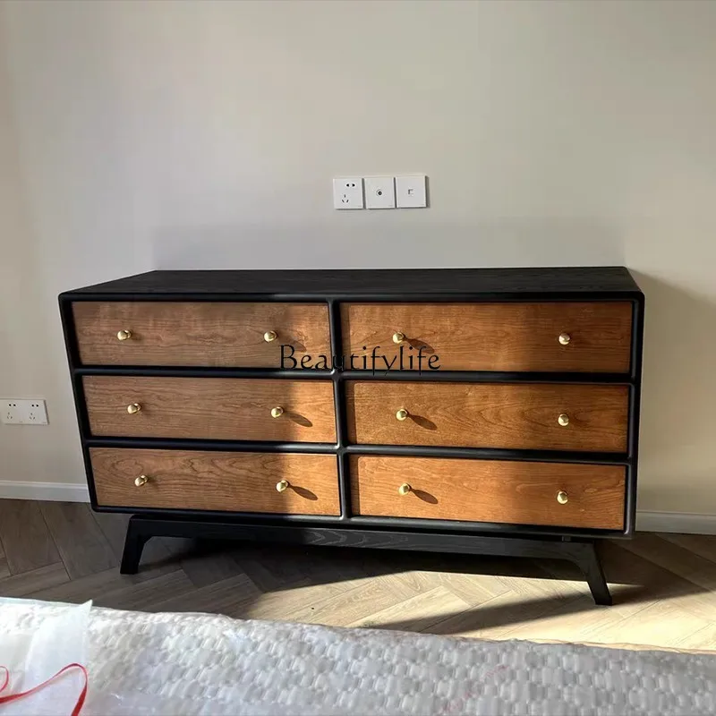 

American Country Retro Solid Wood Five-Drawer Six-Drawer Cabinet TV Cabinet French Bedroom Storage Cabinet