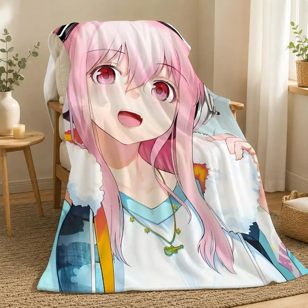 Super Sonico Anime Character Throw 240g flannel blanket, suitable for sofas, beds, offices,  exquisite gift blankets