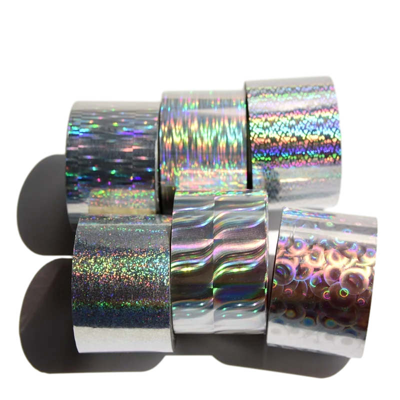 120M/roll Laser Clear Transfer Foil For Salon Holographic Broken Glass Hot Stamping Nail Stickers Press On Paper