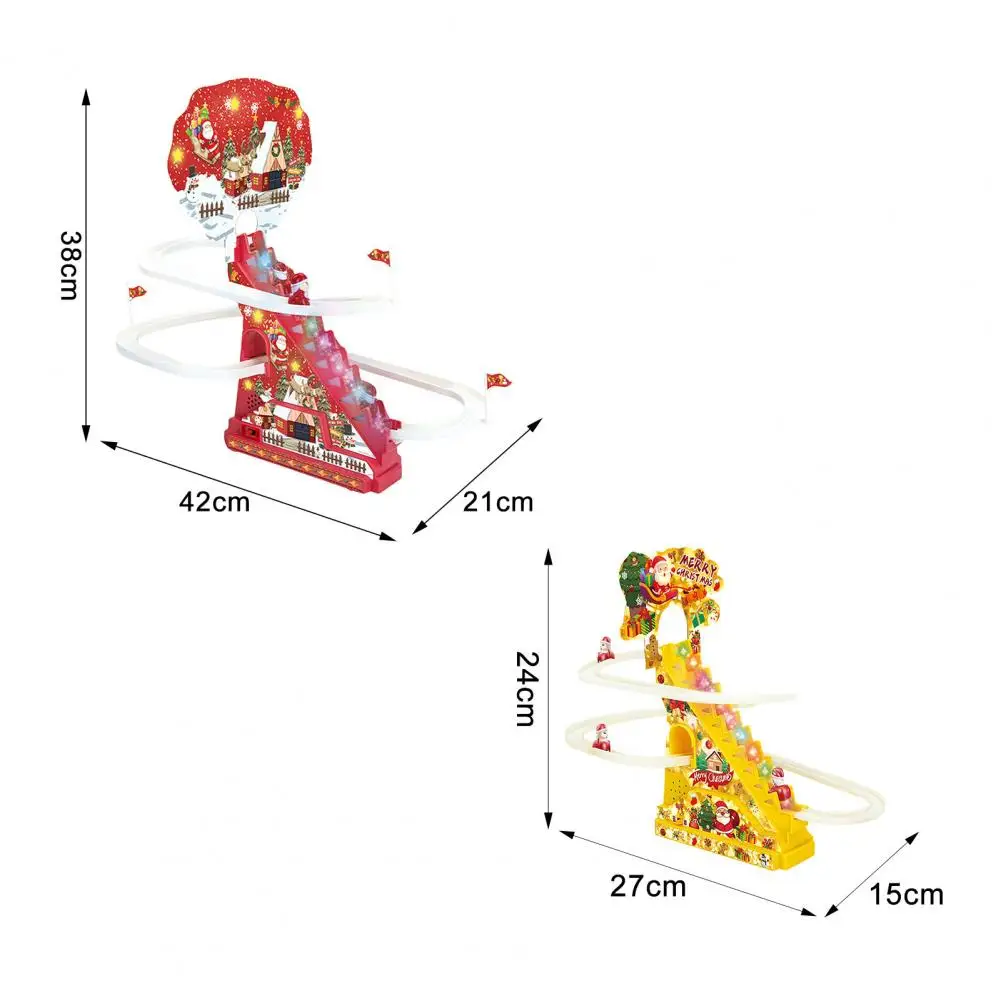 크리스마스 산타 클라이밍 트랙 장난감, LED 조명 음악, 산타클로스 등반 계단 롤러 코스터 슬라이딩 유아 장난감