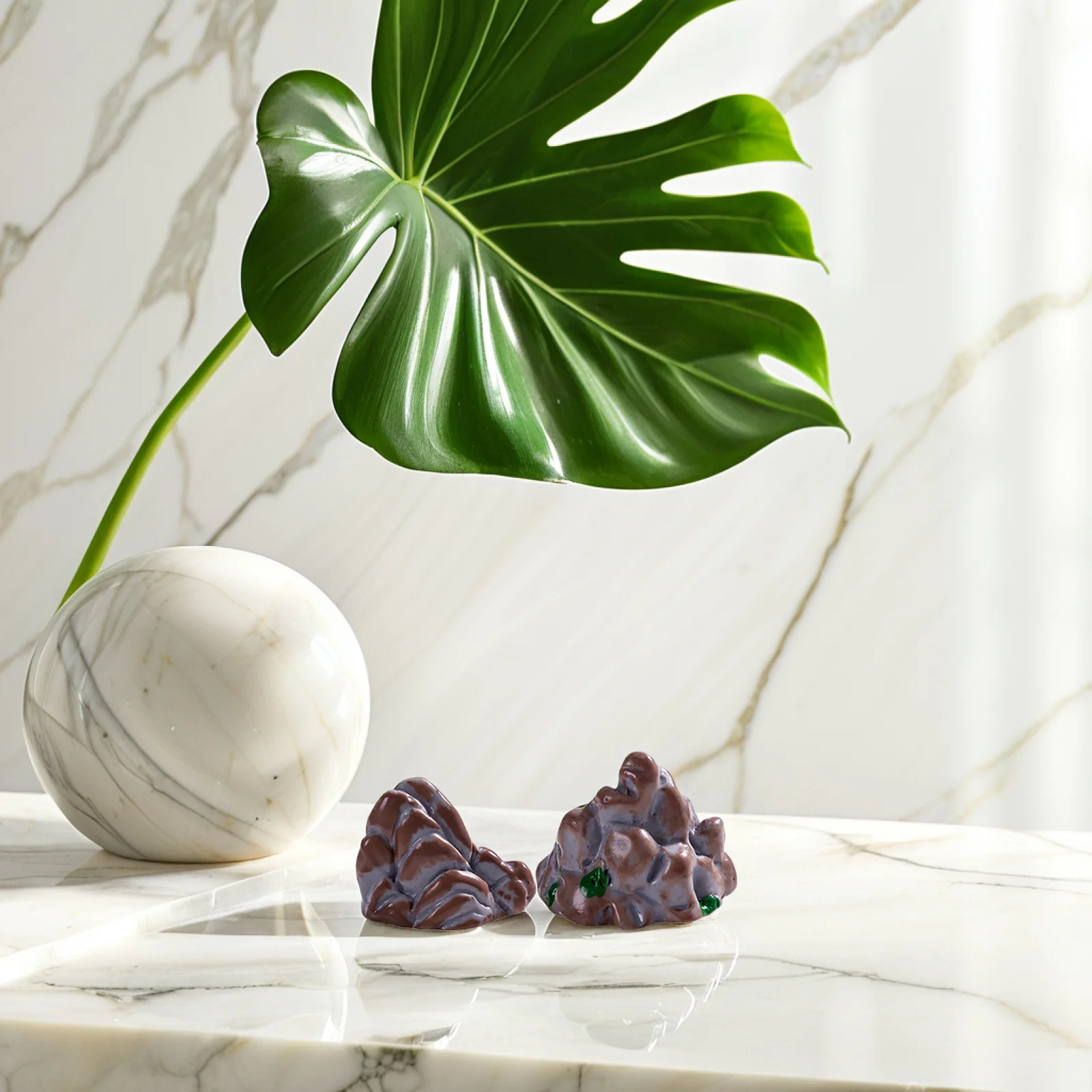 

12pcs Miniature Rockery Statues Resin Handpainted Mountain Bonsai Zen Garden Decor For Terrarium Fairy Landscaping Desktop