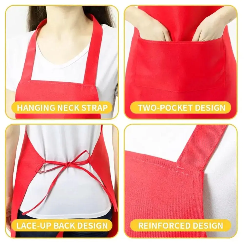 New Sleeveless Waist Apron Simple Solid Color Unisex Work Apron With Pockets Oil-proof Anti Dirt Kitchen Cooking Accessories