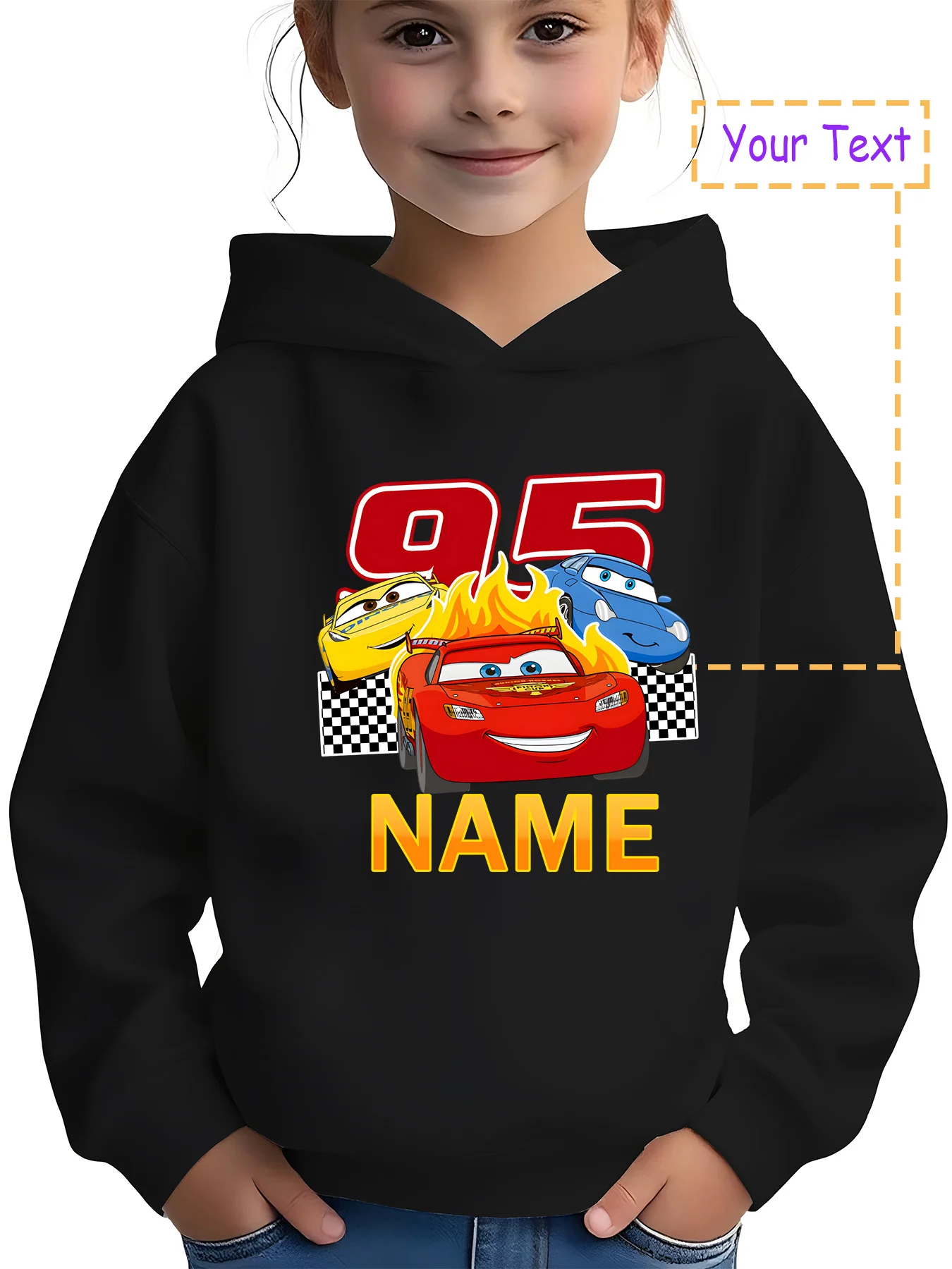 

MINISO Cars Hoodie - Lightning McQueen's team races, a must-have for car enthusiasts, perfect for outdoor activities and racing-