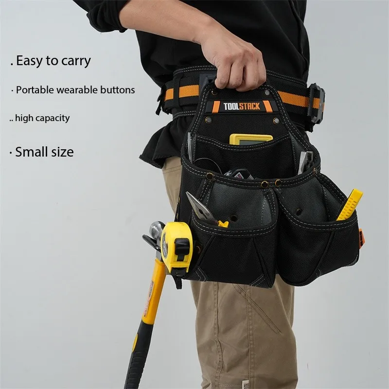 TOOLSTACK TSK-02 Bolsa de carpintero de alta calidad Diseño multibolsillo Bolsa de estructura de gancho rápido Kit de herramientas Oxford duradero