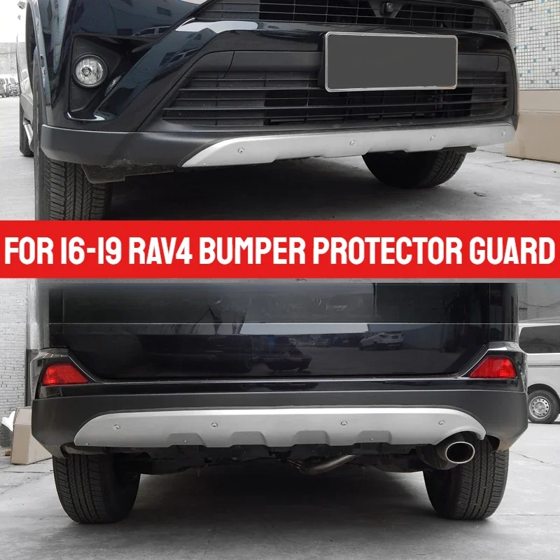 For Toyota 2016 17 18 2019 2020 2021 2022 2023 24 Rav4 Front and Rear Back Bumper Cover Trims Protecror Guard Stainless Steel