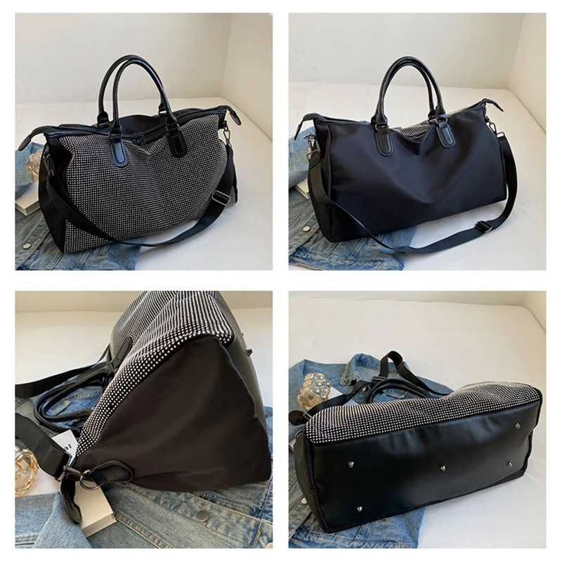 Tiptoegirls-Bolso de viaje con diamantes de imitación para mujer, bolsa de gran capacidad, Unisex, al aire libre para viaje, de nailon, plegable