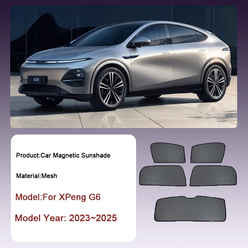 Car Mesh Sunshade For XPeng G6 2023 2024 2025 Window Magnetic Visor Sun Shade Privacy Curtain Auto Parts Protection Accessories