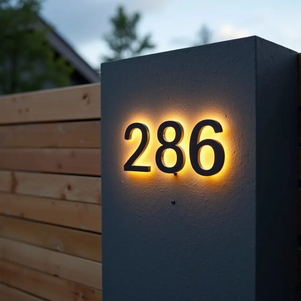 Custom LED House Number Metal Letters Sign for Business Storefront Waterproof Illuminated Backlit House Number Outdoor Signage