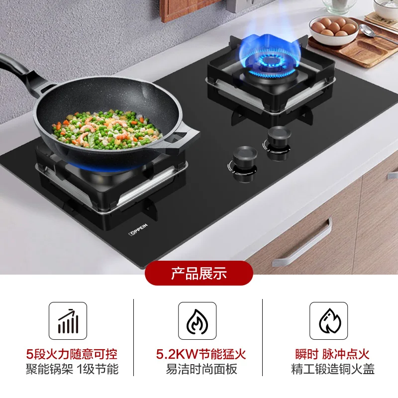 Desktop Dual - Burner Gas Cooker, Natural Gas & LPG Compatible, 5.2KW High Power, Flameout Protection for Home Kitchen