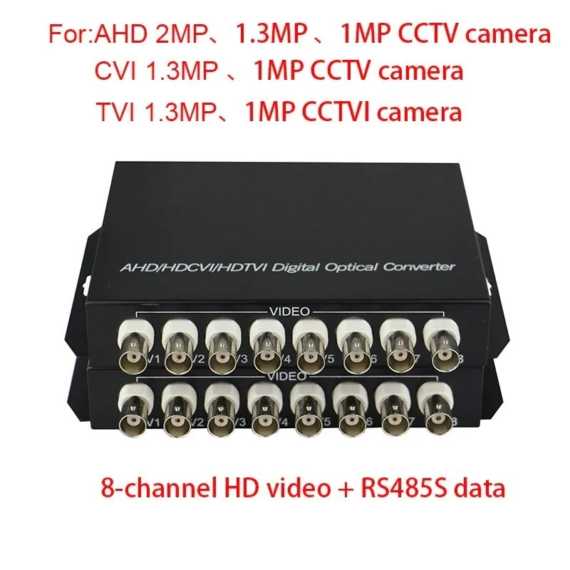 Convertidores de medios de fibra óptica de vídeo HDCVI/TVI AHD únicos para cámara de señal CCTV Dahua/AHD 1.3MP/1MP CVBS