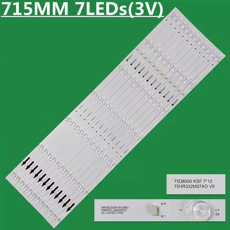 12PCS LED Backlight Strip 7lamps For L75M6-ES 75D8000 75HR332M07A0 V0 4C-LB750T-HR2