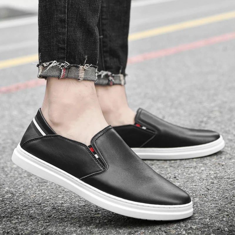 

Мужские классические деловые лоферы из натуральной кожи, повседневная офисная обувь в британском стиле, модная уличная удобная дизайнерская обувь без шнуровки на плоской подошве