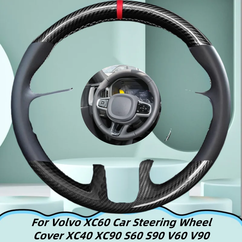 

Hand-Sewn Genuine Leather Car Steering Wheel Cover For Volvo XC60 Car Steering Wheel Cover XC40 XC90 S60 S90 V60 V90 Accessories