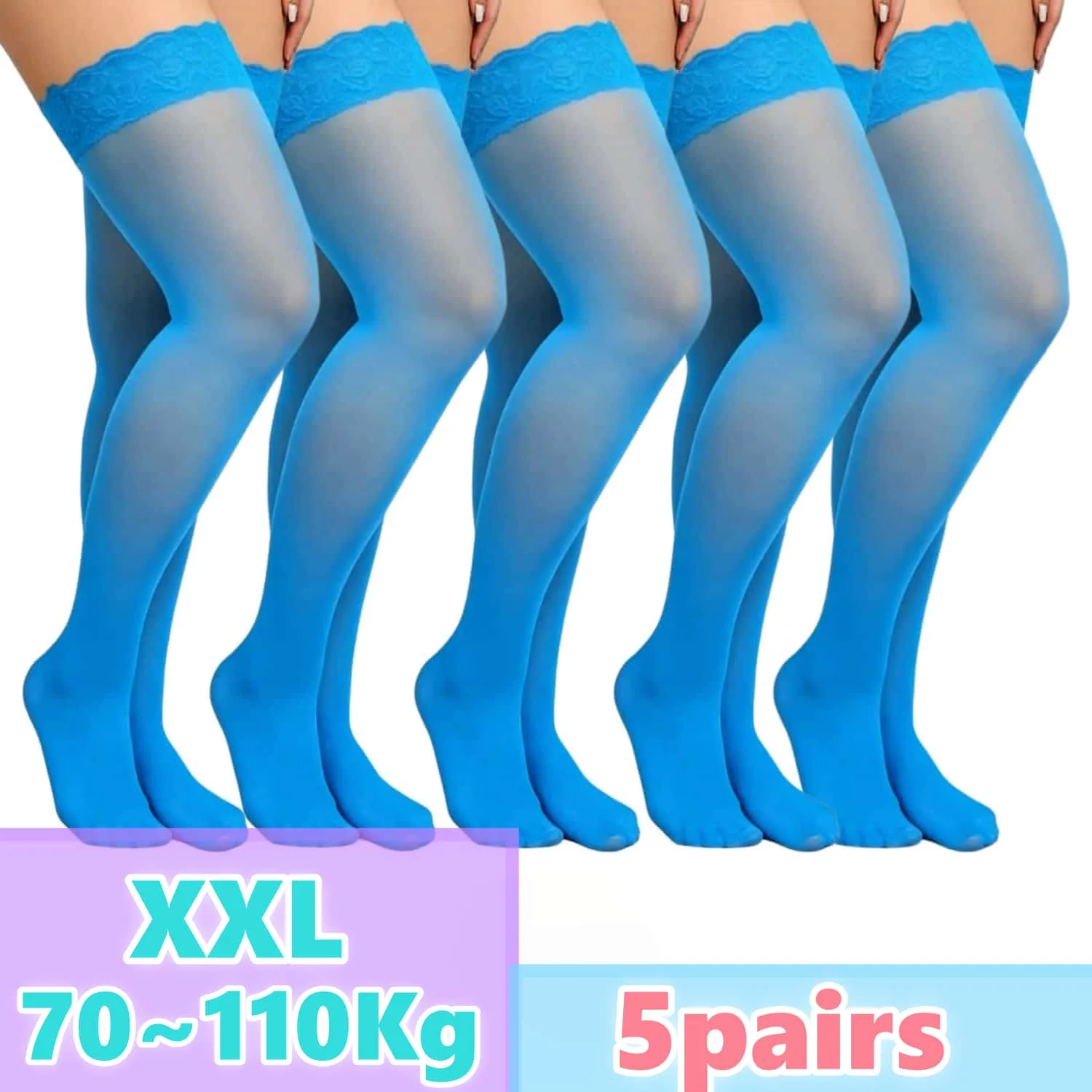 

FREEAUCE 2026 Woman Plus Size Lace Thigh High Stockings for Women Sexy Stretchy Sheer Lingerie Hosiery Elastic Lace Top Stay Up