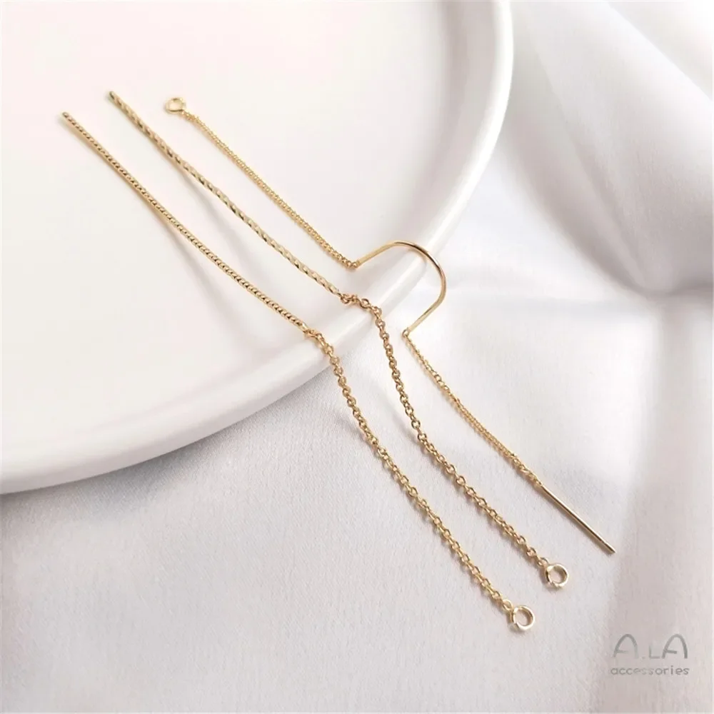 14K Gold Plated Fashion U-shaped ear-line, patterned thread, lengthened, DIY ear-ring, ear-hanging accessories