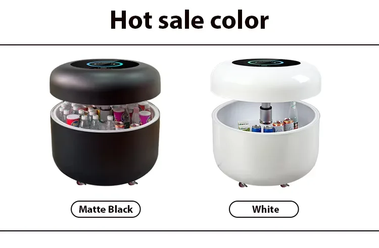 Docarelife Luxury Room Furniture Colored Smart Round Pop-up Bluetooth Speaker Wireless Charging Mini Fridge Coffee Table