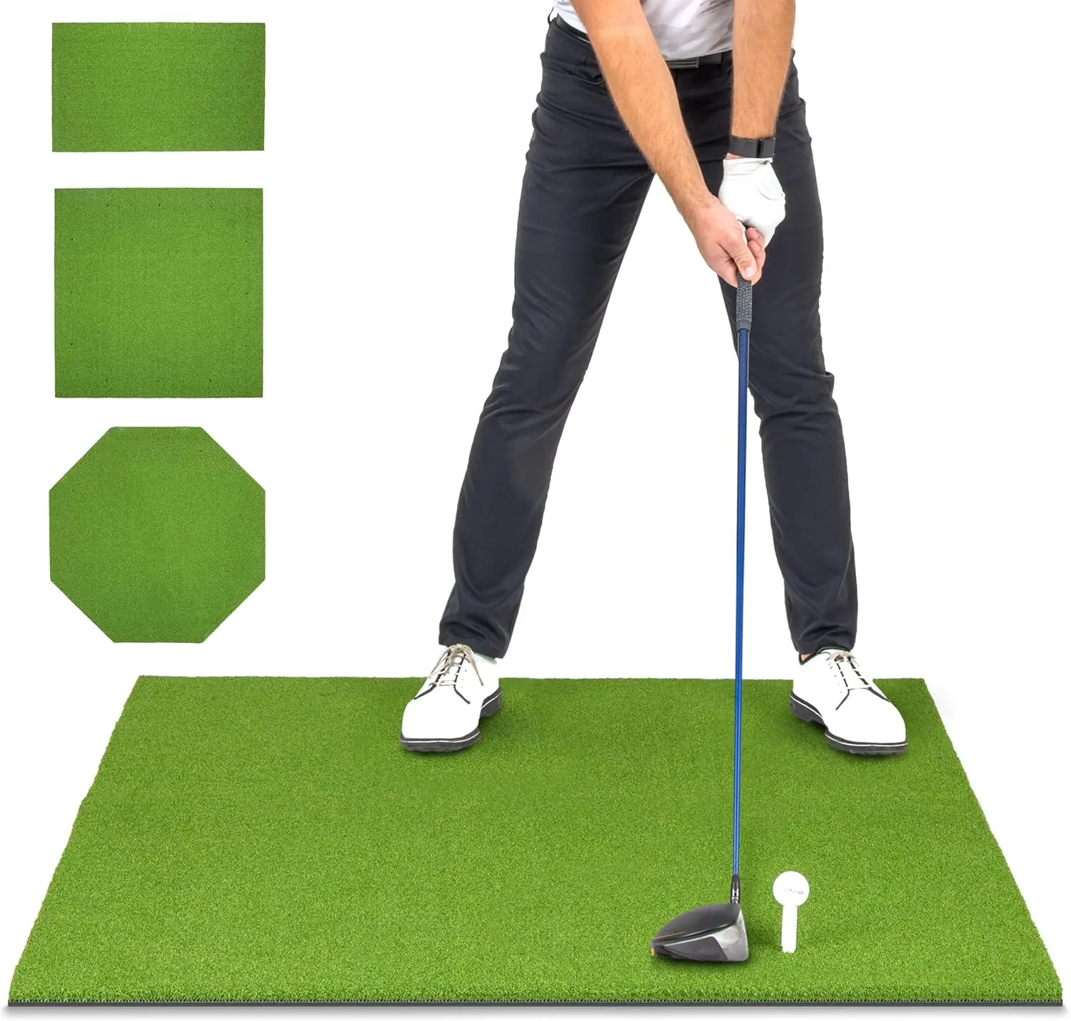 Artificial Turf Training Mat for Indoor/Outdoor Swing Practice, 3 Rubber Tees - Choose Your Style