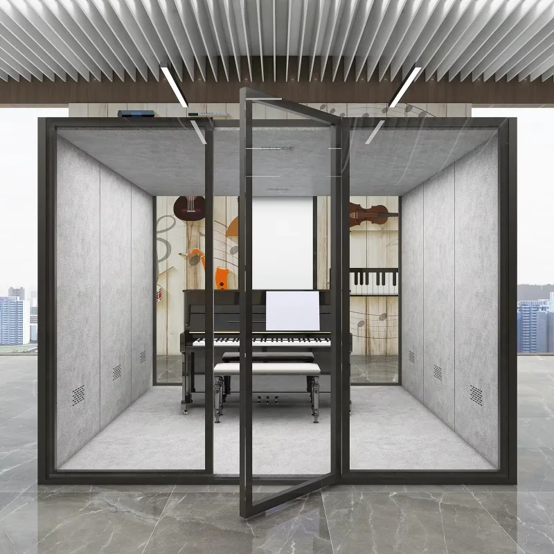 Soundproof Pod High End Special Design Indoor Glass Recording Study Phone Booth Privacy Furniture Office Pod Silent Booth