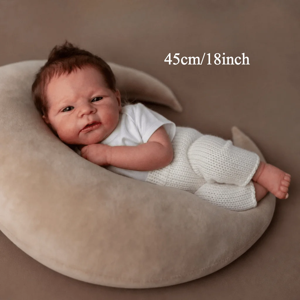 BZDOLL Lifelike 45CM 18inch Cloth Body Reborn Baby Doll for Girls, 3D Skin, Hand Finished Vinyl Limbs, Role Play Toy Gift