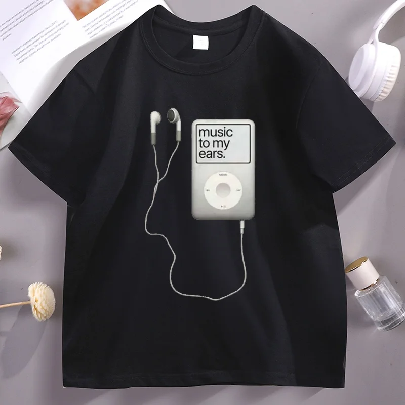 Music To My Ears Graphic Tshirt Musician T-Shirt Vintage Funny Music Lovers T Shirt Cotton Short Sleeve Round Neck Tees