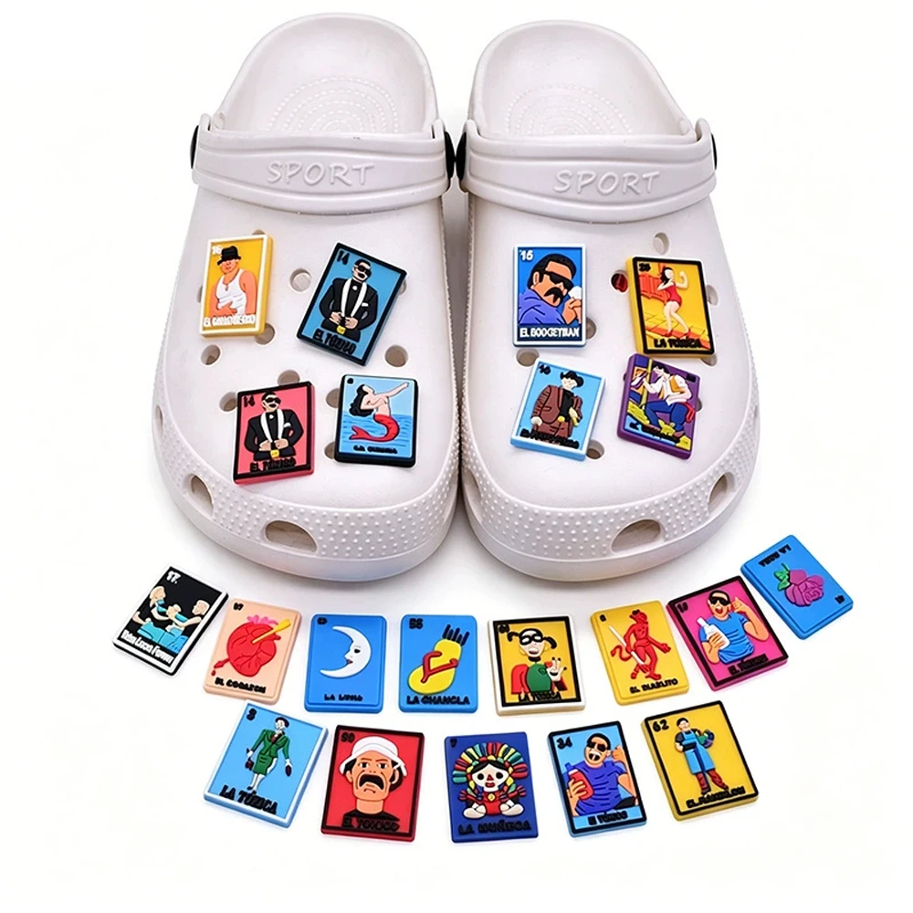 Cartoon 22PCS Mexico style Shoe Charm Wholesale PVC beach bag Wristband Decor Buckle Sandal Detachable Waterproof To Xmas Gift