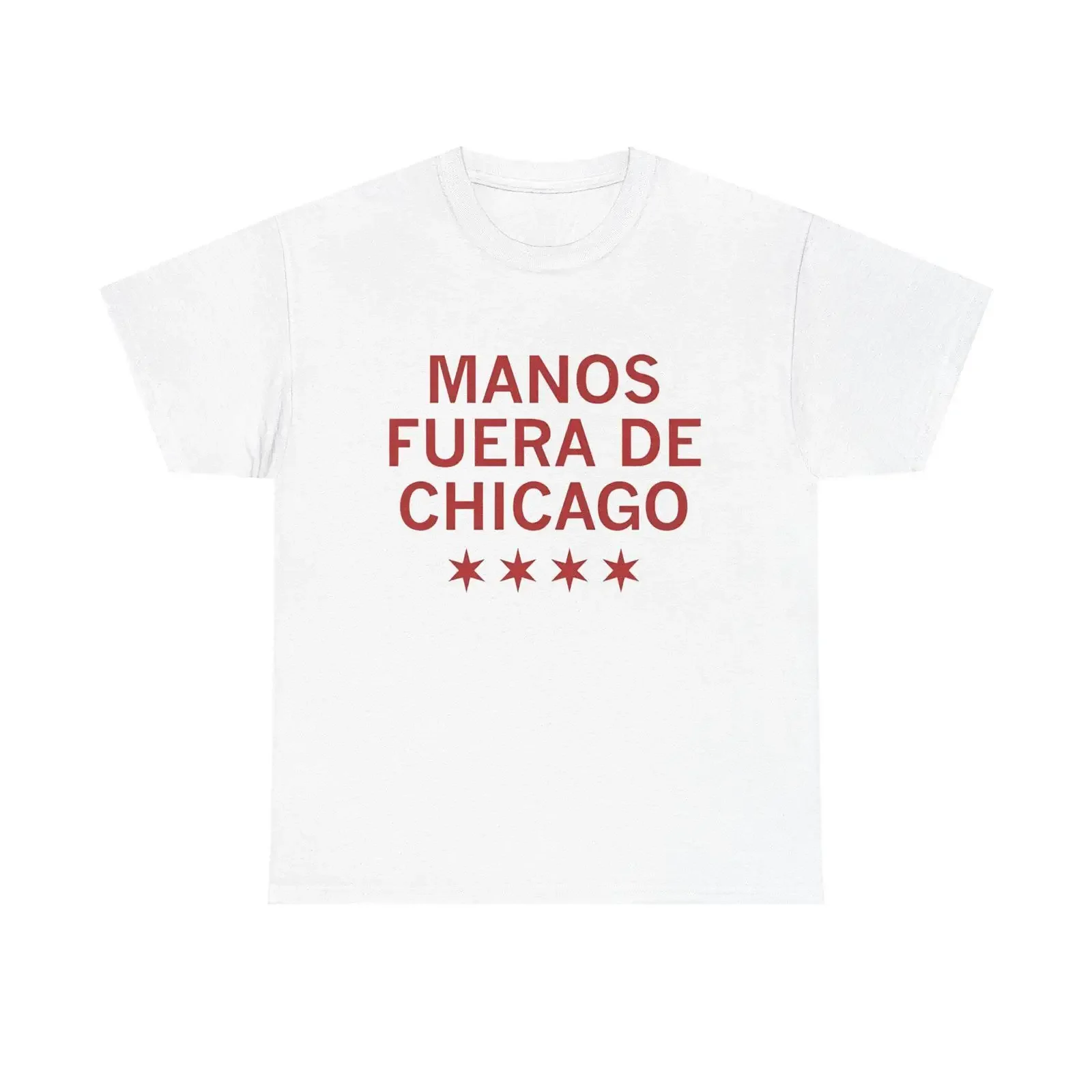 Hands off Chicago Spanish Manos Fuera de T-Shirt mit Slogan, Sternen und Vintage-Look, gewaschenes Oberteil für den Alltag, leicht grafische Streetwear