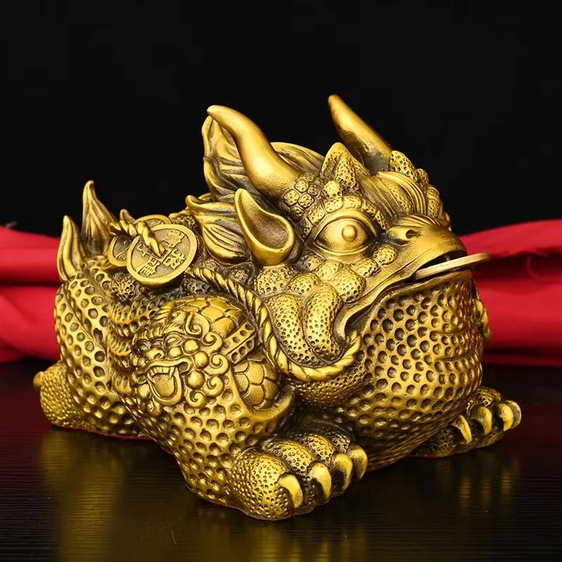 Old copper the Emperor Spittor with financial ,Free shipping