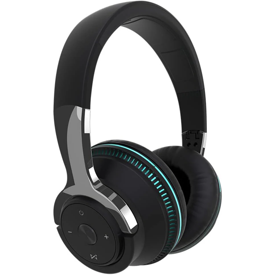 Auriculares Bluetooth sobre la oreja 24 horas de reproducción auriculares inalámbricos ligeros plegables para juegos estéreo Hi-Fi con micrófono HD incorporado
