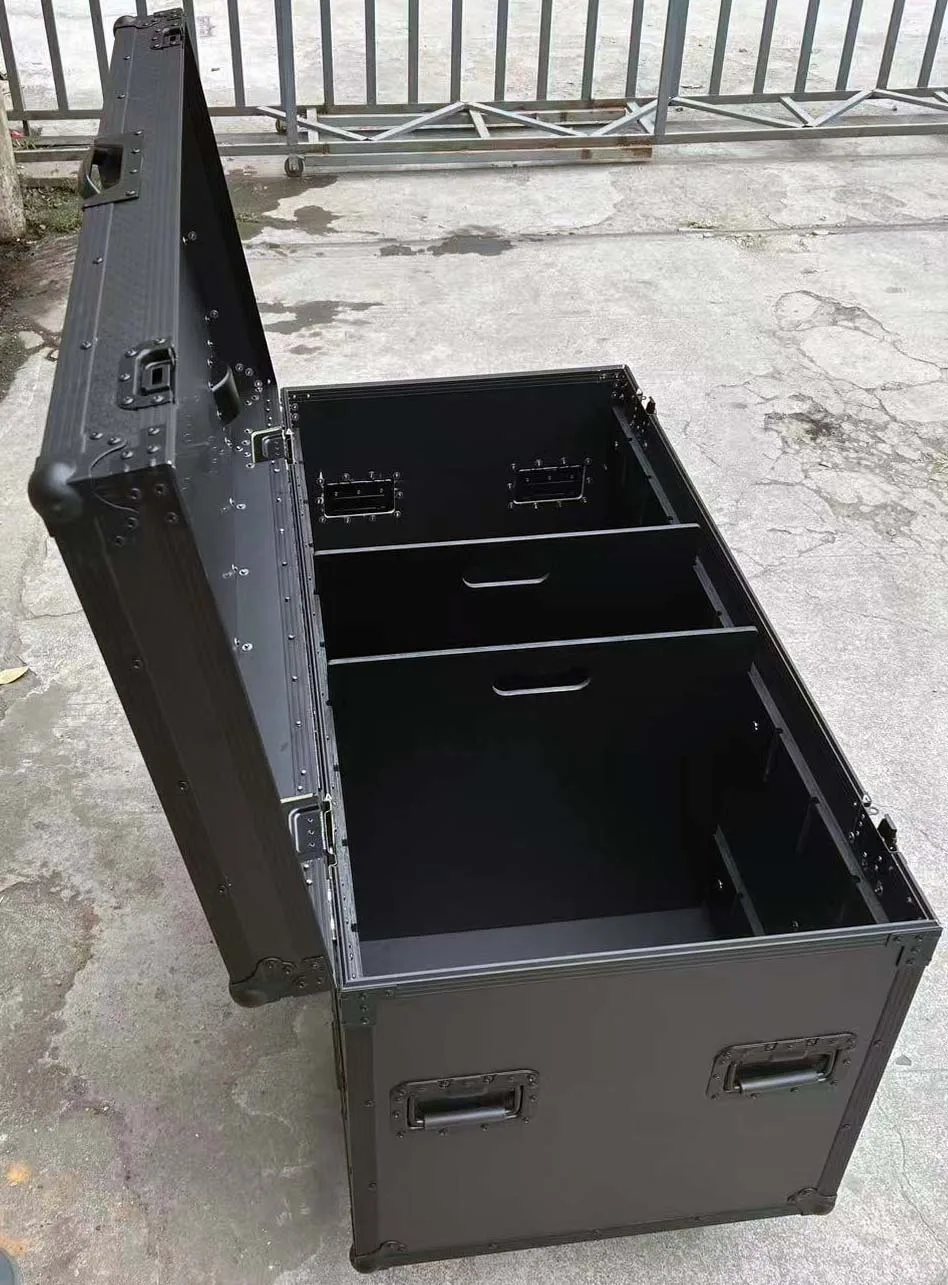 Utility Storage Road Case Black Waterproof Aluminum Hardshell Tool Case Wood Dividers OEM Heavy Duty Protection 3-Year Warranty